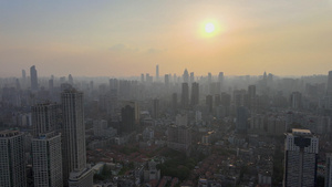 日落时分的武汉城市景观39秒视频