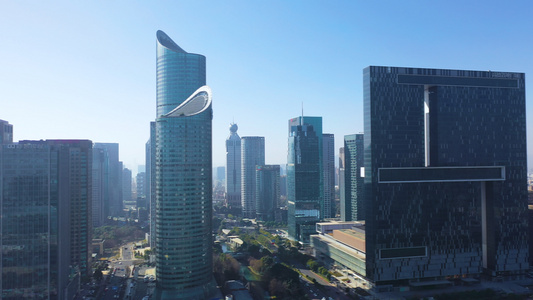 4K多角度航拍杭州CBD高楼大厦合集视频