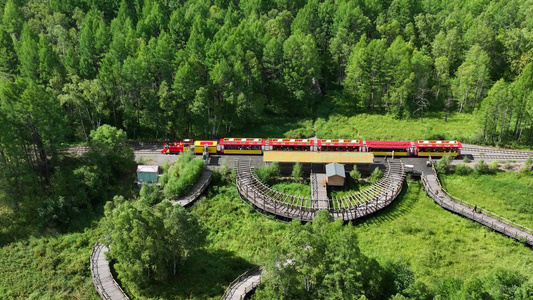 大兴安岭林区莫尔道嘎国家森林公园旅游小火车视频