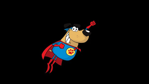 超级英雄狗卡通人物飞行11秒视频