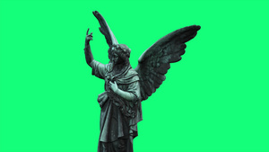 绿屏上有翅膀的女子石雕像动画17秒视频
