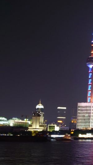 上海黄浦江陆家嘴夜景延时国际性大都市4秒视频