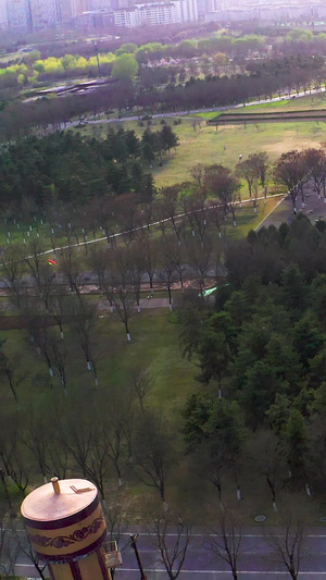 公园航拍城市绿化102秒视频