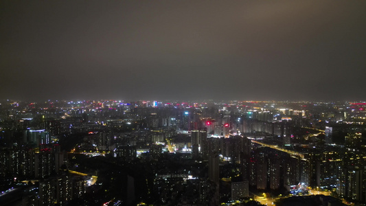 航拍成都夜景成都大景视频