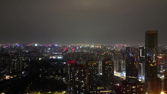 航拍成都夜景成都大景视频