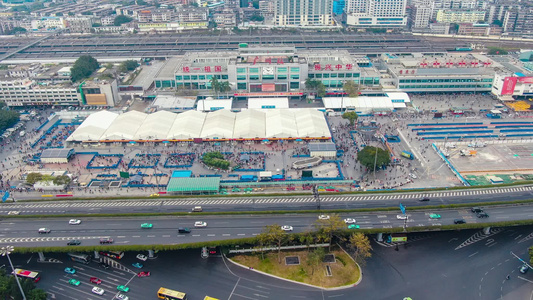 广东广州火车站城市航拍延时[省站]视频