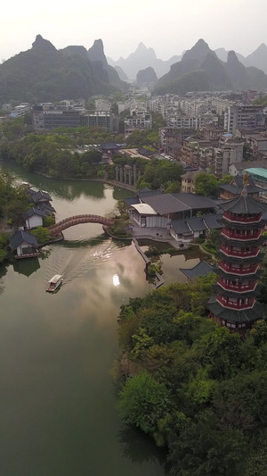 竖拍竖屏桂林风景桂林旅游航拍木龙湖公园两江四湖14秒视频