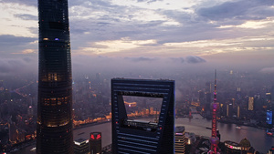 上海金融中心日落航拍10秒视频
