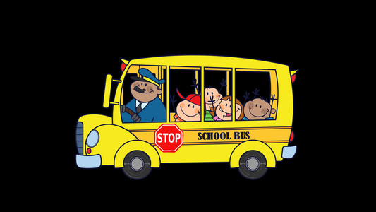 学校校车儿童快乐的校车卡通人物视频