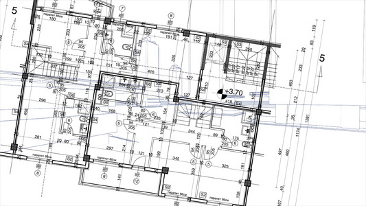 4k 蓝图房屋计划动画视频