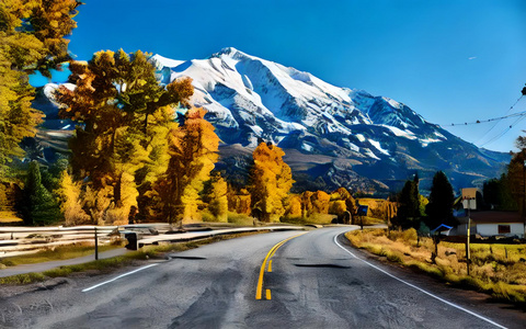 科罗拉多州洛基山脉的公路秋天,美国索普里斯山风景视频