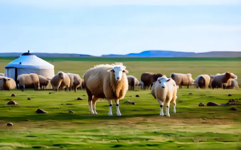 内蒙草原上的羊群视频