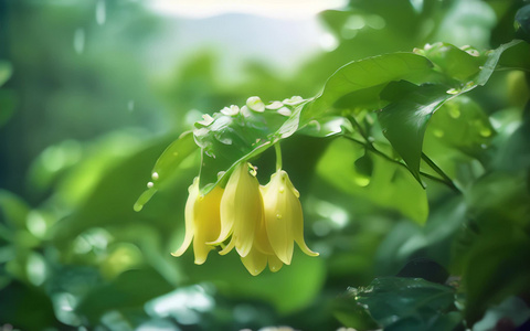 雨后绿叶自然空镜视频