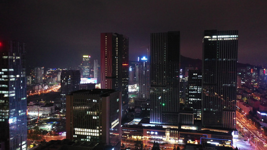 青岛高楼大厦夜景视频