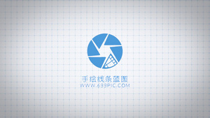 简洁手绘线条蓝图建筑LOGO6秒视频