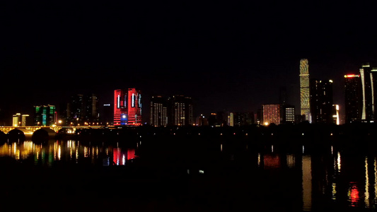 湖南长沙城市夜景航拍视频