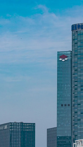 高清城市高楼商务办公流云延时国际航运中心视频