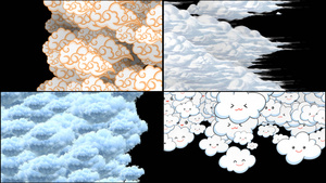 一组卡通云朵云彩转场动画20秒视频