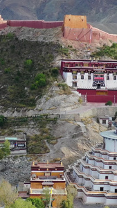 西藏日喀则江孜白居寺古建筑航拍视频