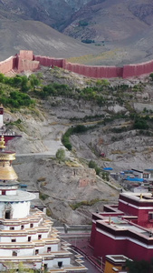 西藏日喀则江孜白居寺古建筑航拍视频