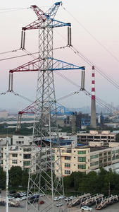 城市民生电力供应高压线电力塔环保能源电力系统素材电力素材视频