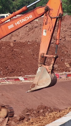 工地挖掘机实拍素材工程施工37秒视频
