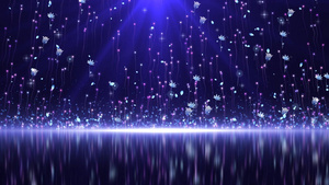 梦幻粒子拖尾花朵舞台倒影背景视频元素29秒视频