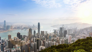 香港太平山顶远眺城市景观14秒视频