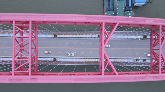 航拍俯拍城市交通道路桥梁车流4k素材视频
