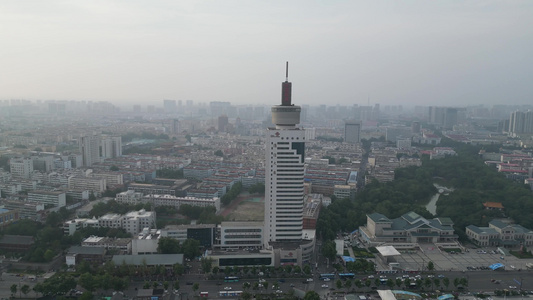 航拍山东济宁城市建设地标高楼 视频