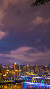 重庆江北区全景江边夜景实拍素材商业大楼视频