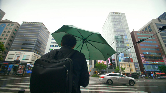 实拍韩国汉城马路大街上视频视频