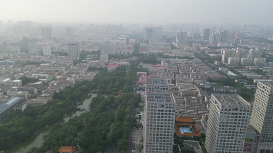 航拍山东济宁运河城商业摩尔银座广场 视频