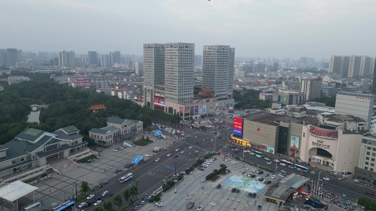航拍山东济宁运河城商业摩尔银座广场 视频