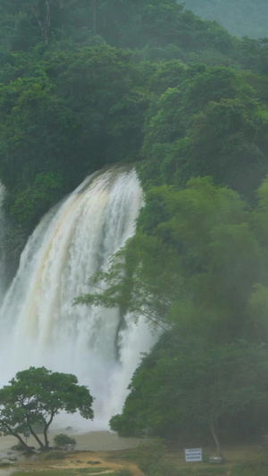 汛期德天瀑布实拍含瀑布声音中越边境26秒视频
