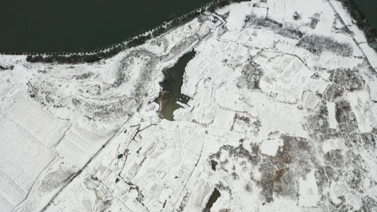 冬天青岛西海岸新区雪景视频