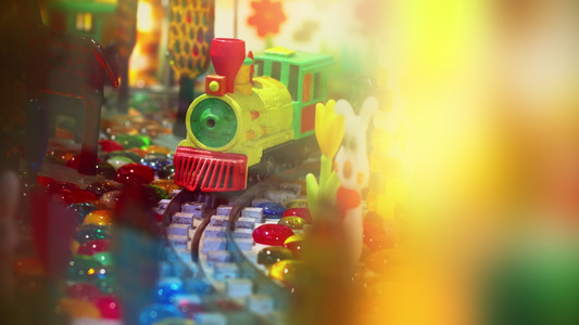 玩具商店展示中的铁路微型蒸汽火车模视频