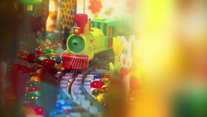 玩具商店展示中的铁路微型蒸汽火车模18秒视频