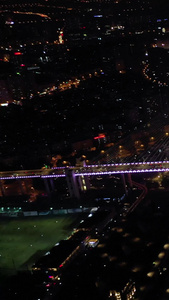 航拍上海南浦大桥夜景 视频