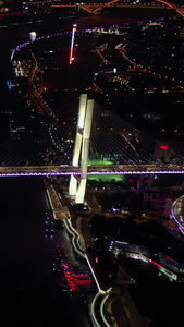 航拍上海南浦大桥夜景 视频