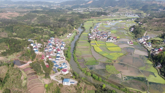 美丽乡村田园农田农业种植航拍视频