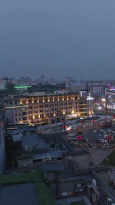 航拍西安城市钟楼城市夜景视频