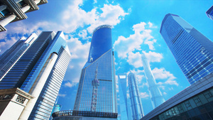 动态4K合成城市CBD大楼实景合成背景视频50秒视频