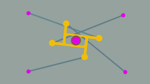 4个红点与旋转形状和动能运动连接13秒视频