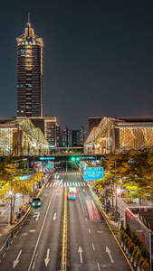 延时广东深圳市民中心图书馆音乐馆夜景深圳音乐厅视频