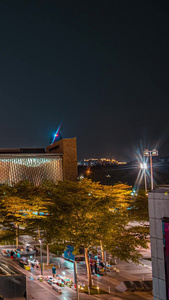 延时广东深圳市民中心图书馆音乐馆夜景深圳夜景视频