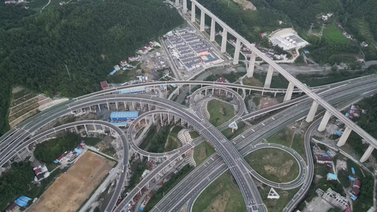 航拍复杂交通立交桥高架桥视频