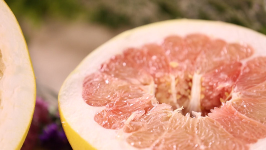 各种柚子果肉纹理微距视频
