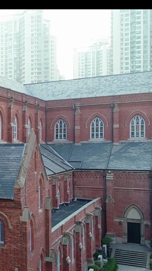 上海徐家汇天主教教堂圣依纳爵堂航拍天主教堂11秒视频