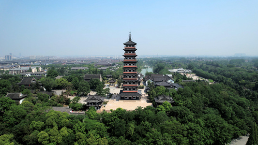 4K航拍扬州4A级景区大明寺[平山堂]视频